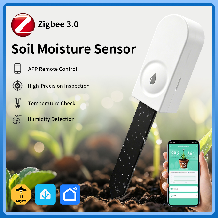 Smart Garden Zigbee - Zigbee 3.0 Intelligenter Bodenfeuchtesensor Bodentester Lufttemperatur-