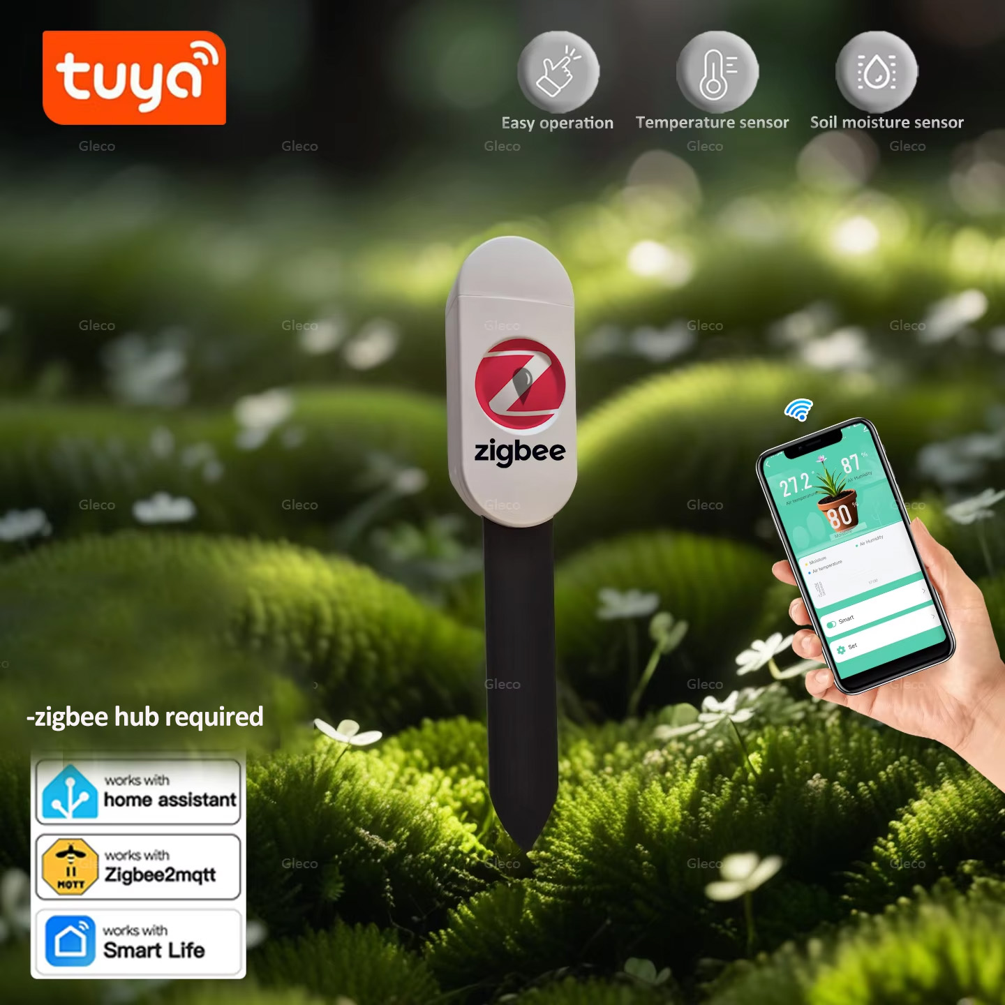 Smart Garden Zigbee - Tuya Smart Life Zigbee Bodenfeuchtigkeitstester Hygrometer