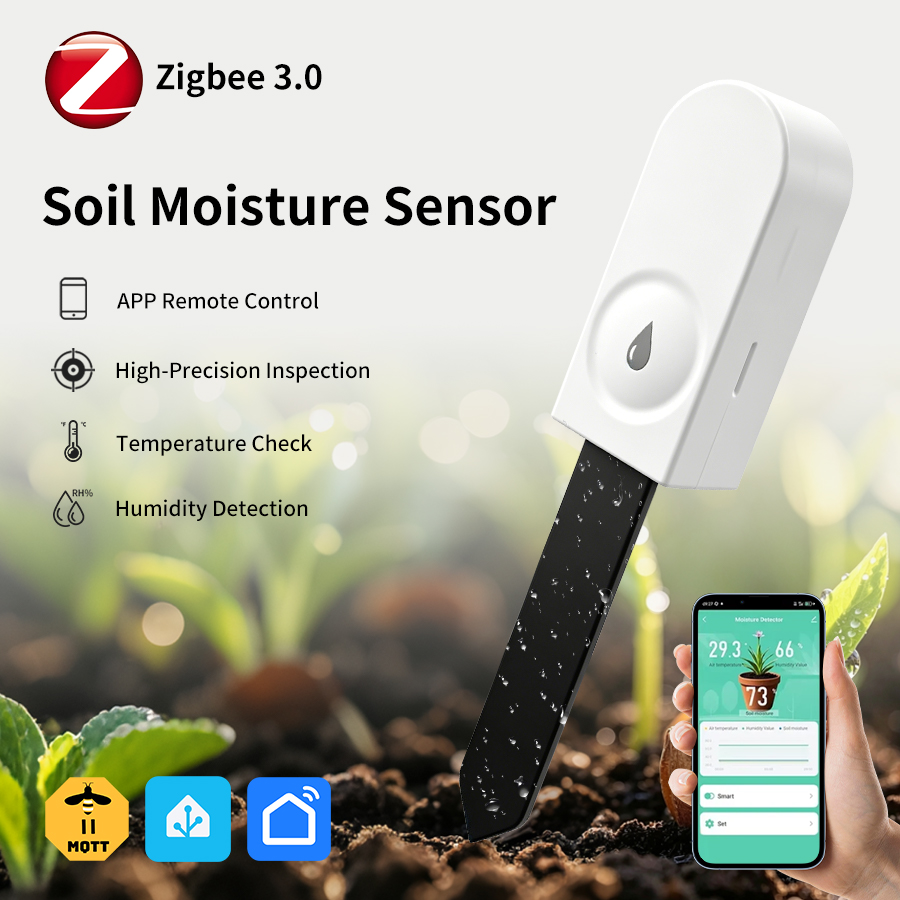 Smart Garden Zigbee - Tuya Zigbee3.0 Bodenfeuchtigkeitssensor Temperatur- und Feuchtigkeitserkennung