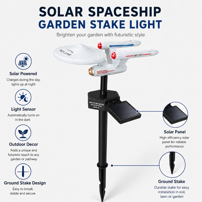 Smart Garden Lighting System - Star Trek USS Enterprise Solar-Gartenleuchte mit