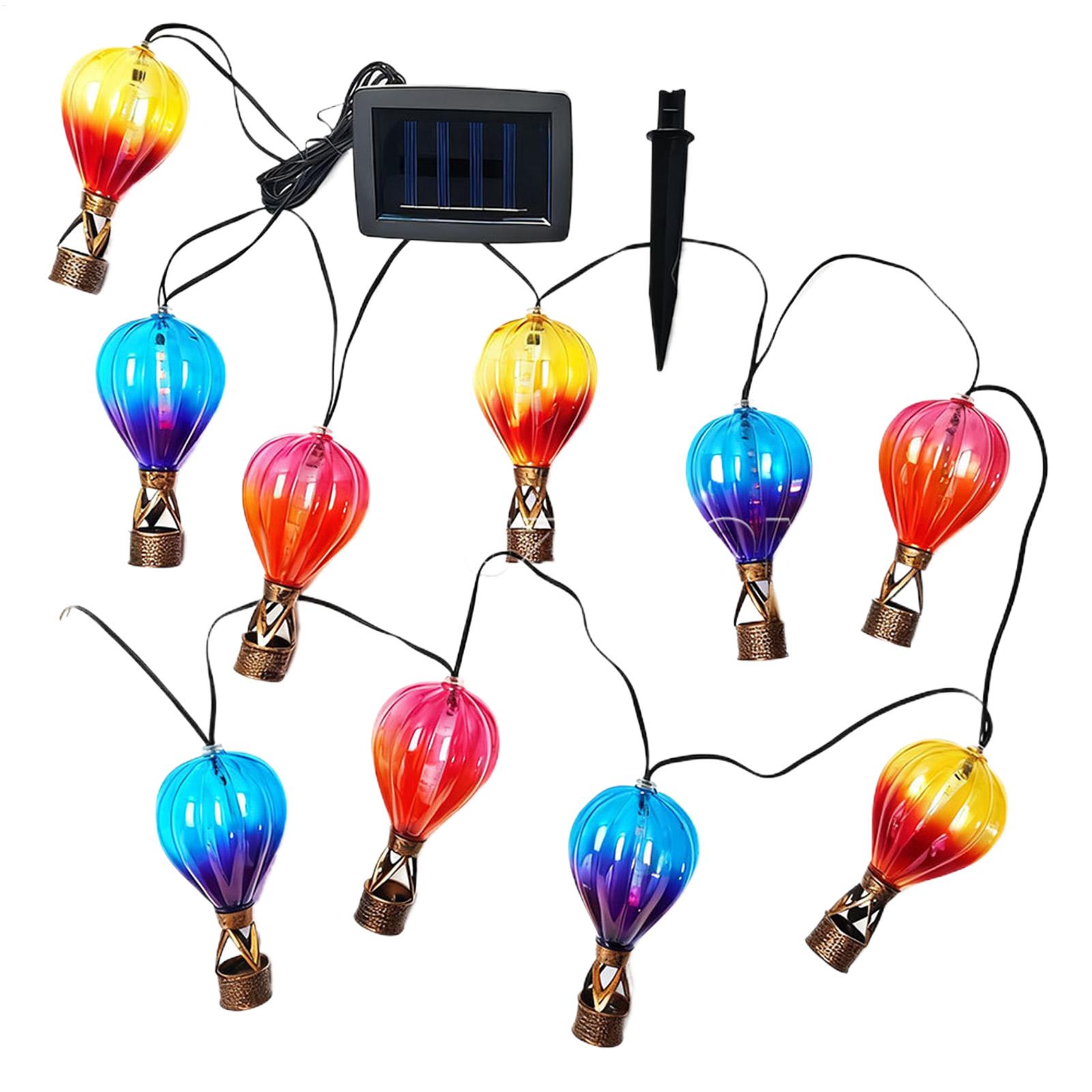Smart Garden Balloon - Heißluftballon-Solarleuchten mit 10 Glühbirnen, bunter Flammeneffekt,