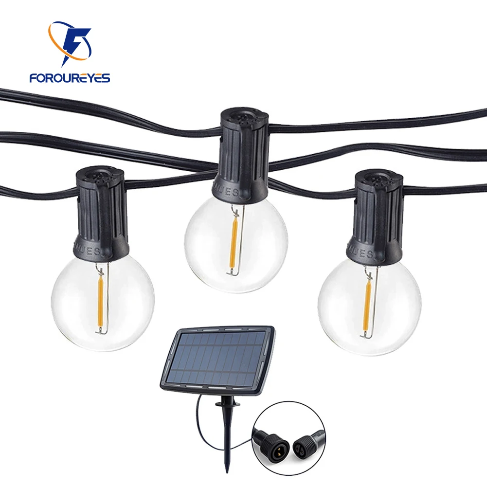 Smart Garden Lighting System - 100/50/25ft Solar-LED-Lichterketten aufladbare Outdoor-G40 Kunststoff-Lampe LED