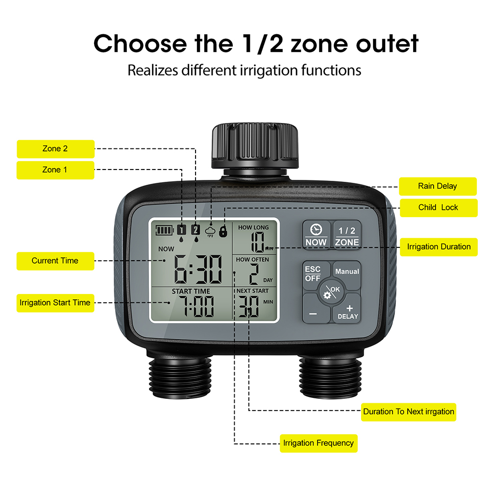 Smart Garden Zone - Intelligenter Bewässerungstimer für 2 Zonen, Programmierbarer