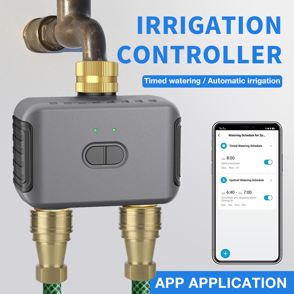 Smart Garden Water - Tuya 2-Zonen-Bewässerungstimer Garten Automatischer Bewässerungssteuerung Bewässerungssystem
